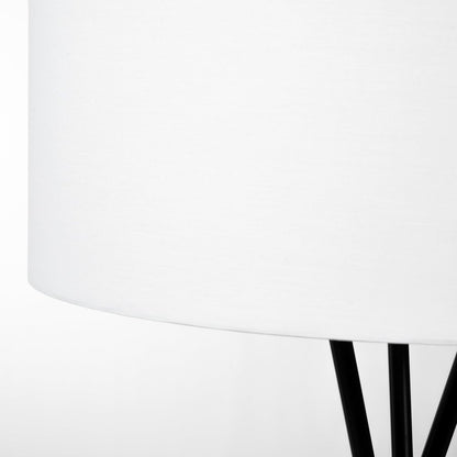 66" Black Tripod Floor Lamp With White Fabric Drum Shade HomeRoots