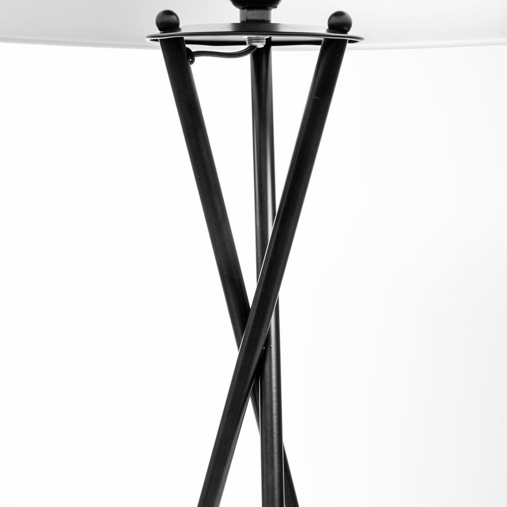 66" Black Tripod Floor Lamp With White Fabric Drum Shade — view 7