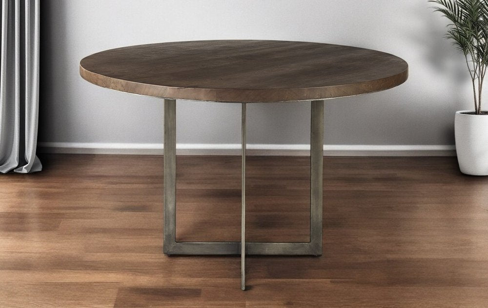 48" Brown And Gray Sled Base Dining Table HomeRoots