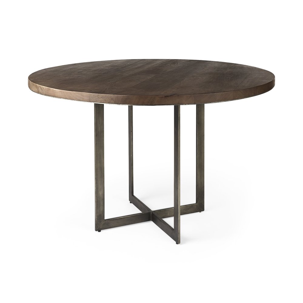 48" Brown And Gray Sled Base Dining Table HomeRoots