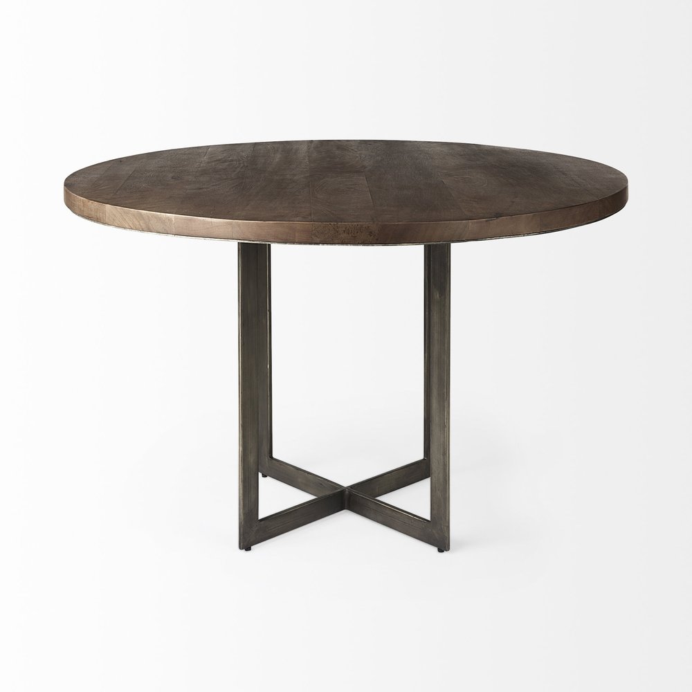 48" Brown And Gray Sled Base Dining Table HomeRoots