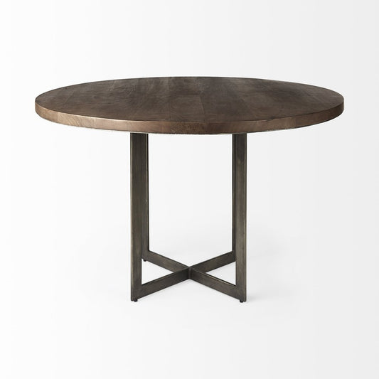 48" Brown And Gray Sled Base Dining Table HomeRoots