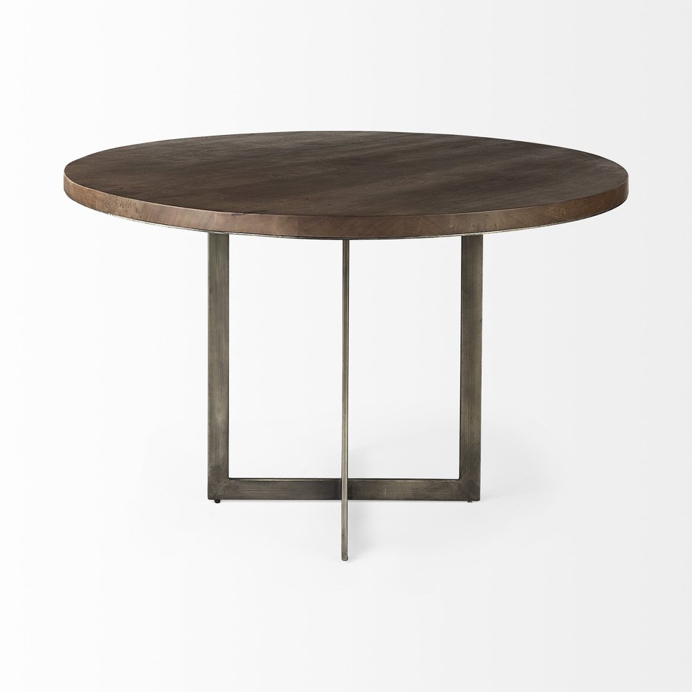 48" Brown And Gray Sled Base Dining Table HomeRoots