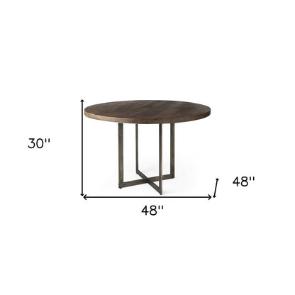 48" Brown And Gray Sled Base Dining Table HomeRoots