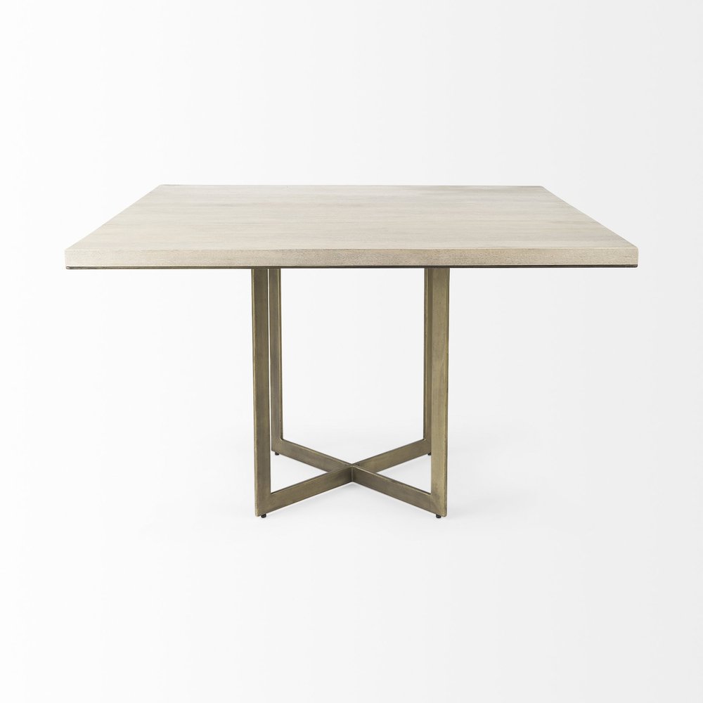 Modern Square Wood and Gold Dining Table HomeRoots