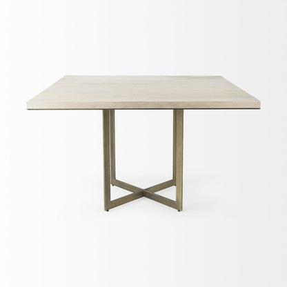 Modern Square Wood and Gold Dining Table HomeRoots
