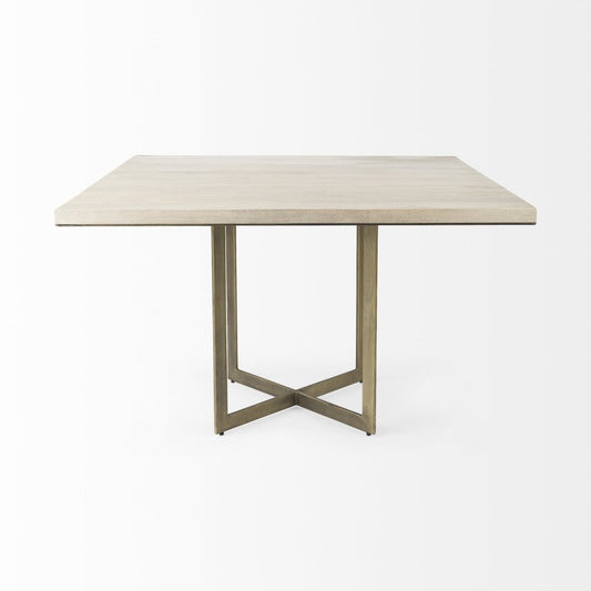 Modern Square Wood and Gold Dining Table HomeRoots