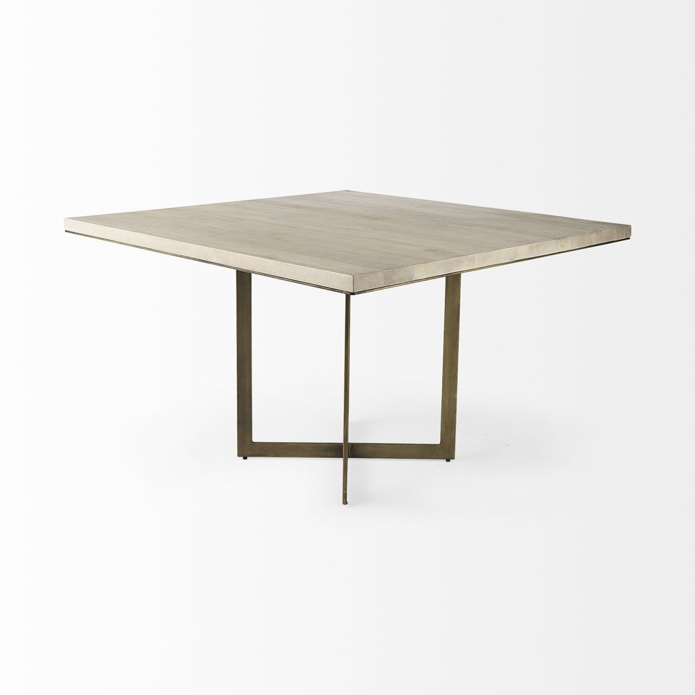 Modern Square Wood and Gold Dining Table HomeRoots