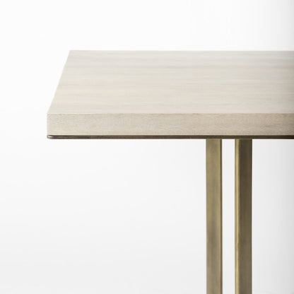 Modern Square Wood and Gold Dining Table HomeRoots