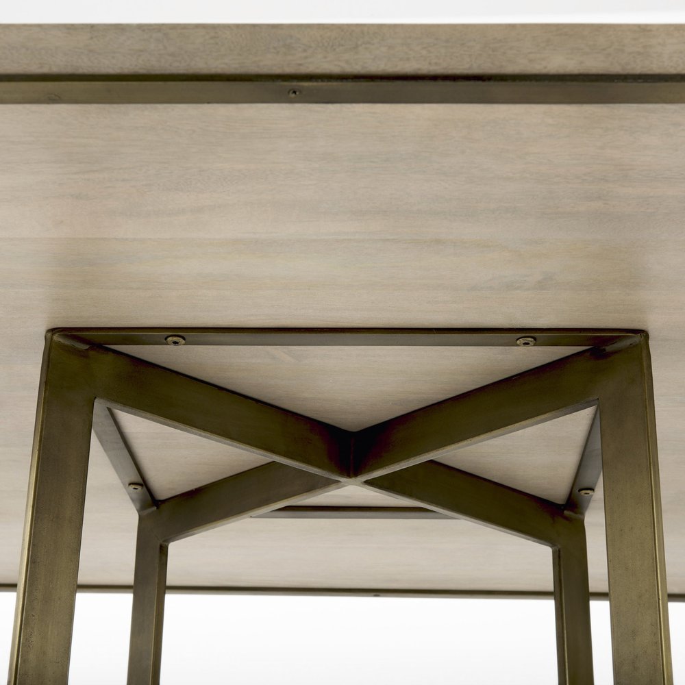 Modern Square Wood and Gold Dining Table HomeRoots