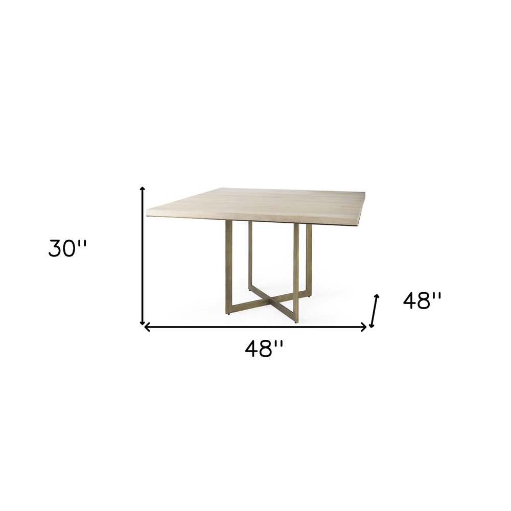 Modern Square Wood and Gold Dining Table HomeRoots