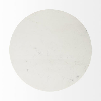 48" White And Natural Rounded Marble Pedestal Base Dining Table HomeRoots