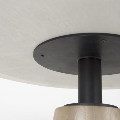 48" White And Natural Rounded Marble Pedestal Base Dining Table HomeRoots