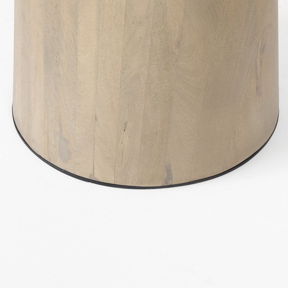 48" White And Natural Rounded Marble Pedestal Base Dining Table HomeRoots