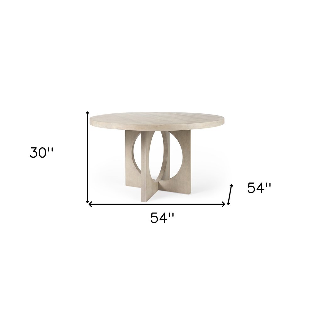 54" Natural Rounded Pedestal Base Dining Table HomeRoots