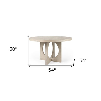 54" Natural Rounded Pedestal Base Dining Table HomeRoots
