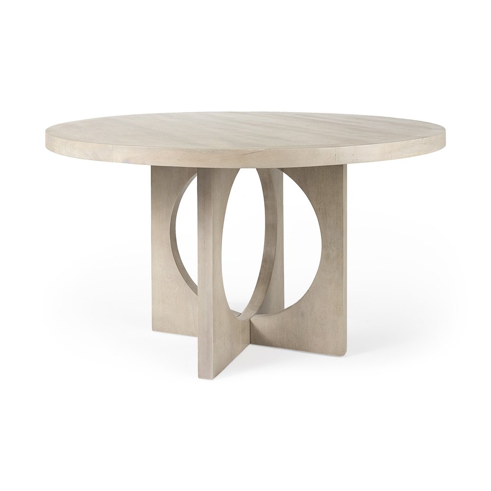 54" Natural Rounded Pedestal Base Dining Table — view 1