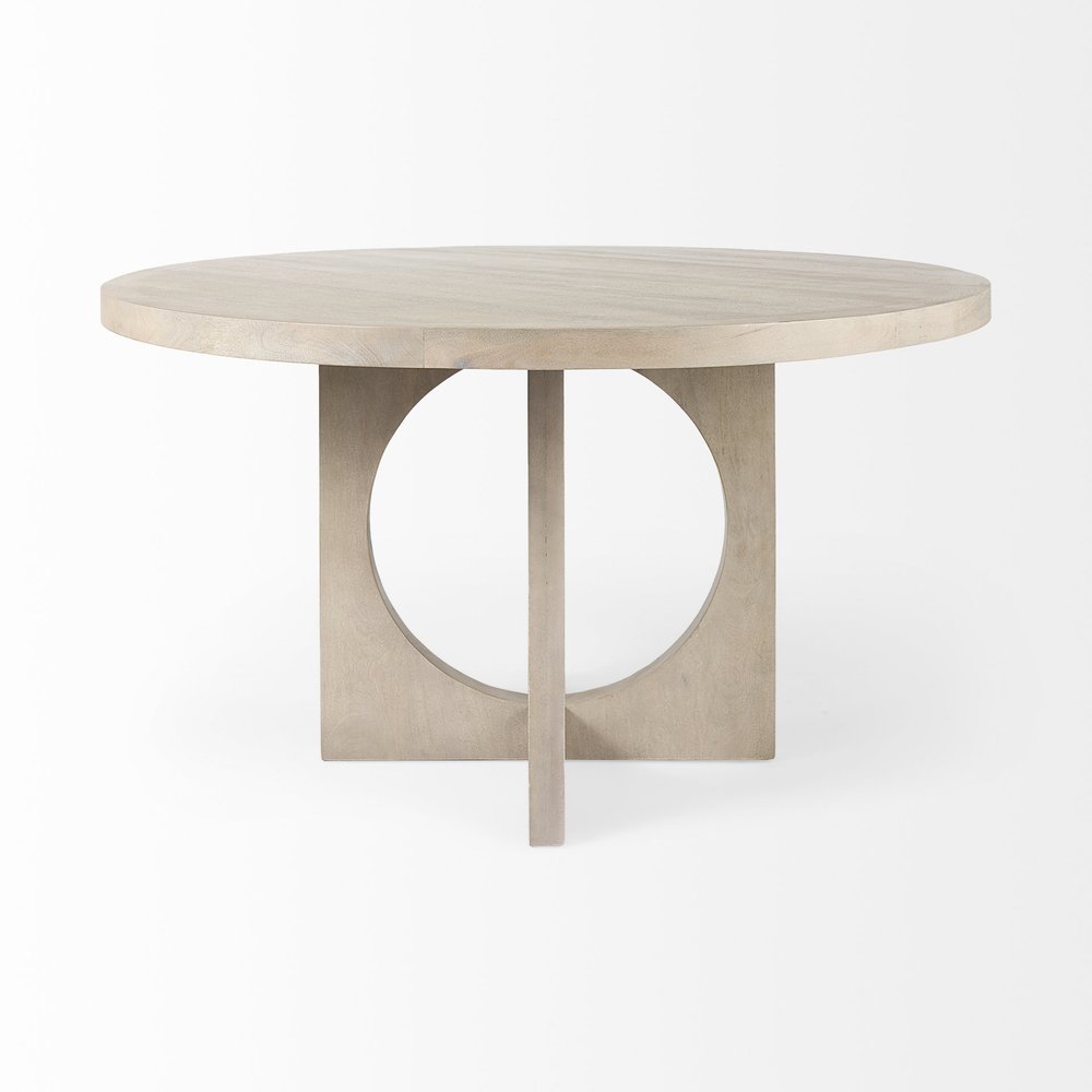 54" Natural Rounded Pedestal Base Dining Table — view 2