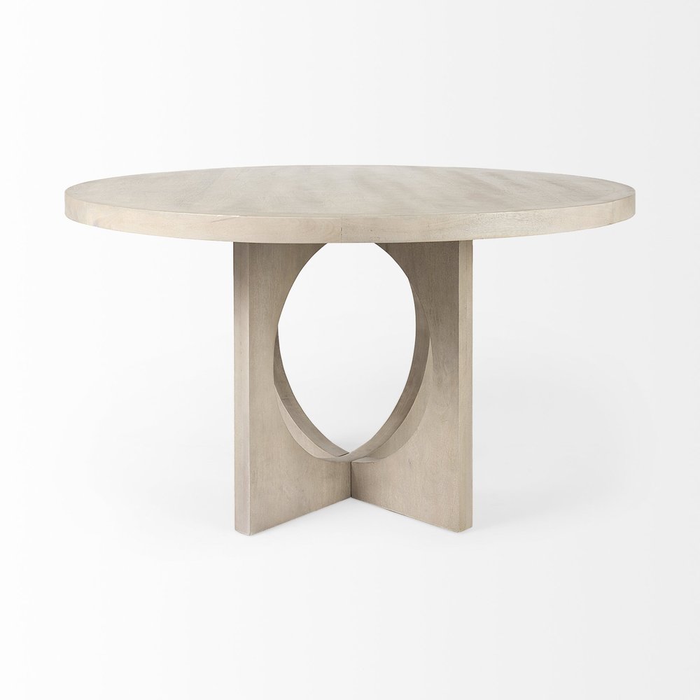 54" Natural Rounded Pedestal Base Dining Table — view 3