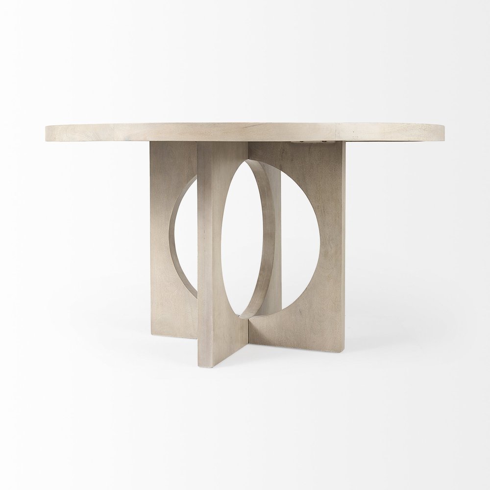 54" Natural Rounded Pedestal Base Dining Table — view 4