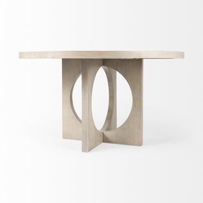 54" Natural Rounded Pedestal Base Dining Table HomeRoots