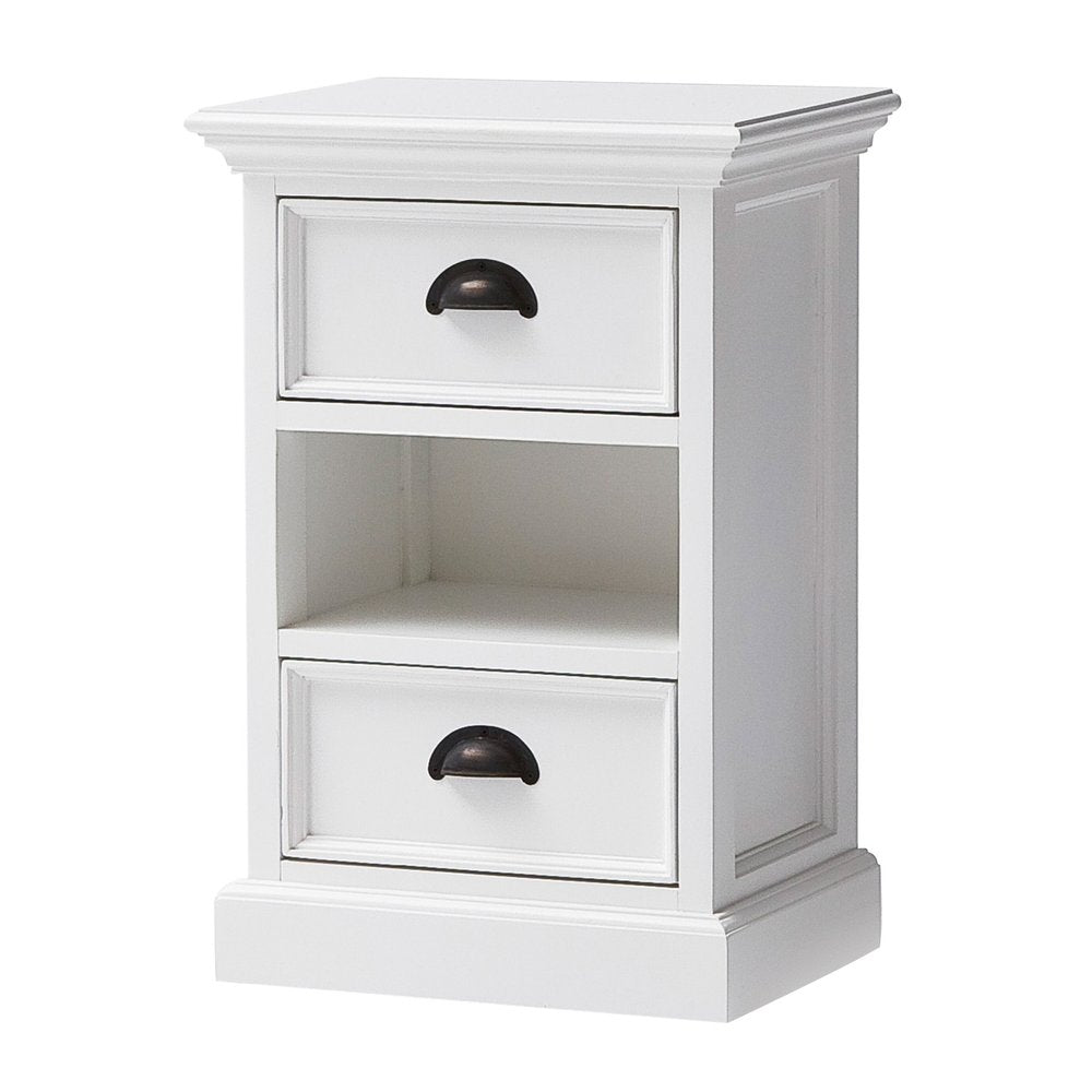 24" White Solid Wood Two Drawer Nightstand HomeRoots
