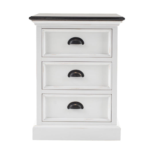 24" White and Brown Three Drawer Wood Nightstand - FurniFindUSA