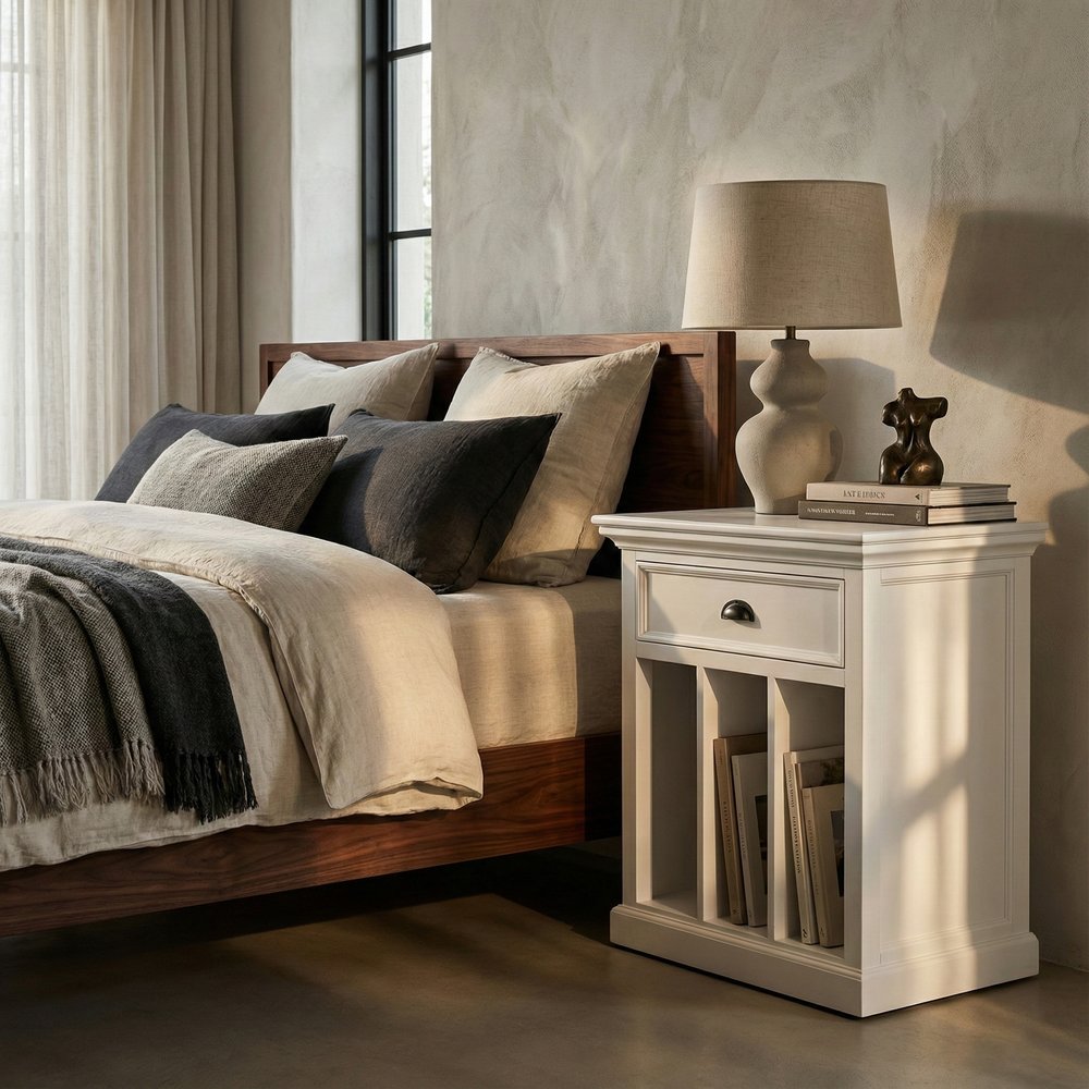 31" White Solid and Manufactured Wood Nightstand HomeRoots