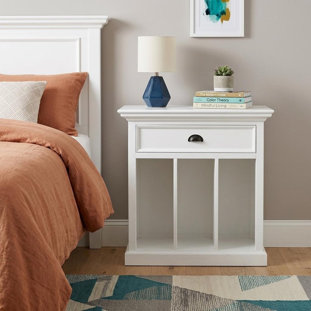 31" White Solid and Manufactured Wood Nightstand HomeRoots