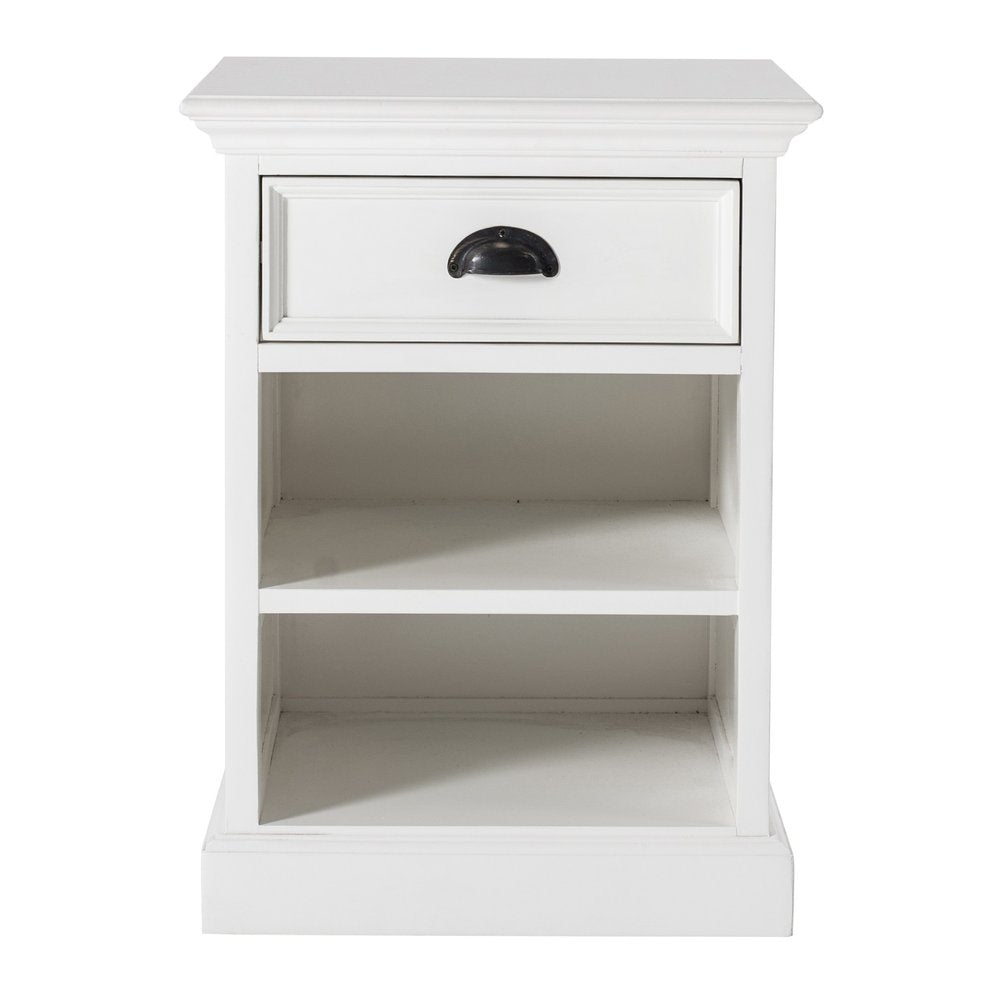 24" White Solid Wood Distressed One Drawer Nightstand — view 1