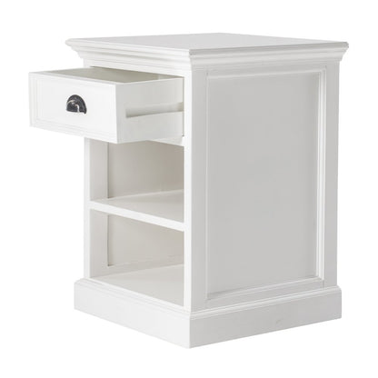 24" White Solid Wood Distressed One Drawer Nightstand HomeRoots