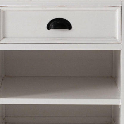 Distressed White and Deep Brown Nightstand With Shelves