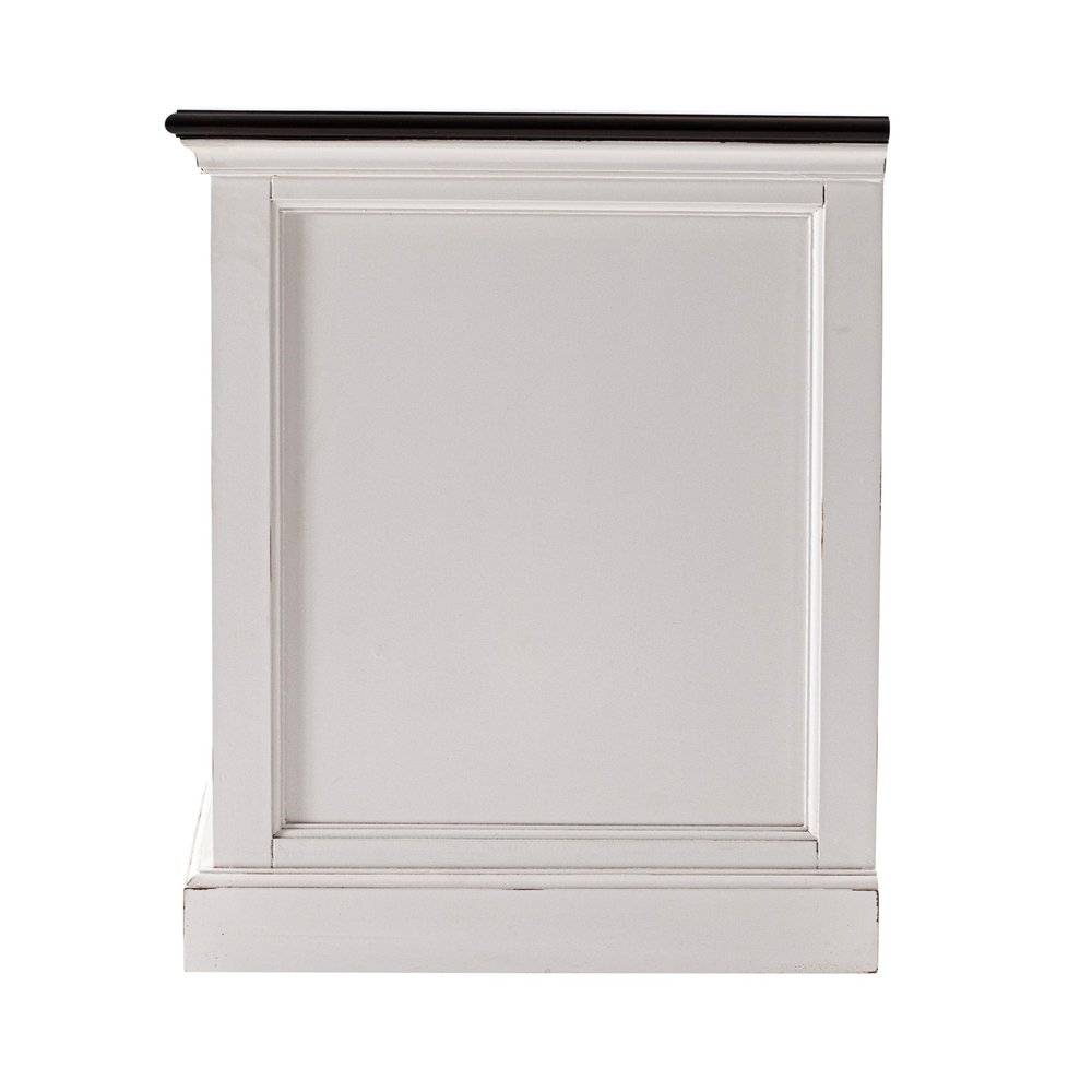Distressed White and Deep Brown Nightstand With Shelves — view 4