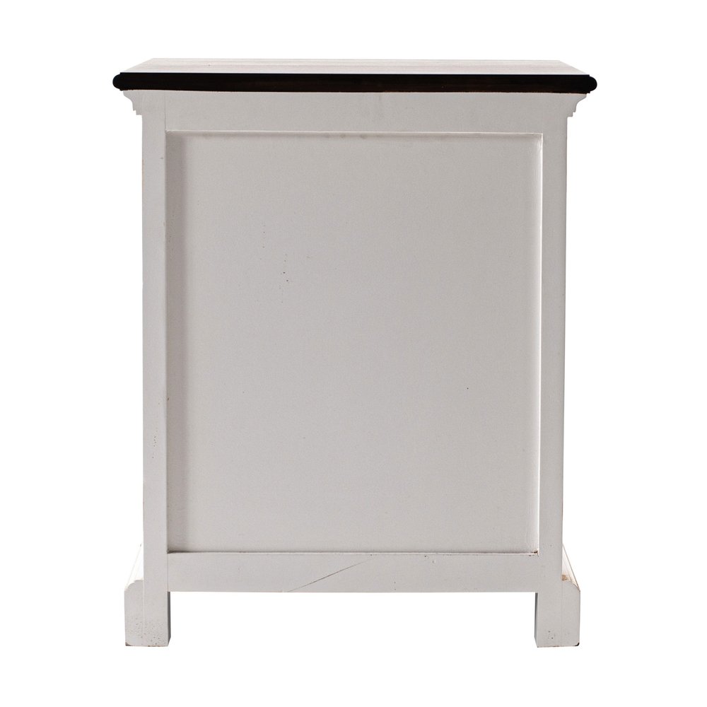 Distressed White and Deep Brown Nightstand With Shelves — view 5