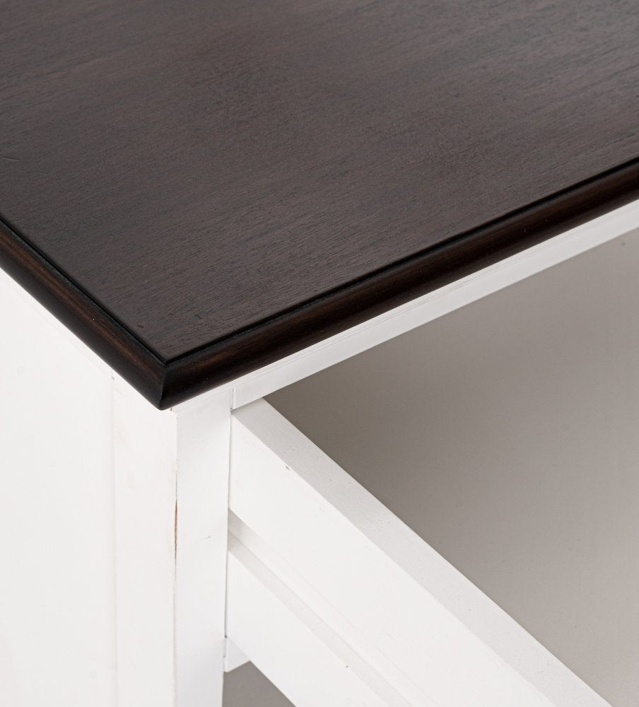 Distressed White and Deep Brown Nightstand With Shelves — view 6