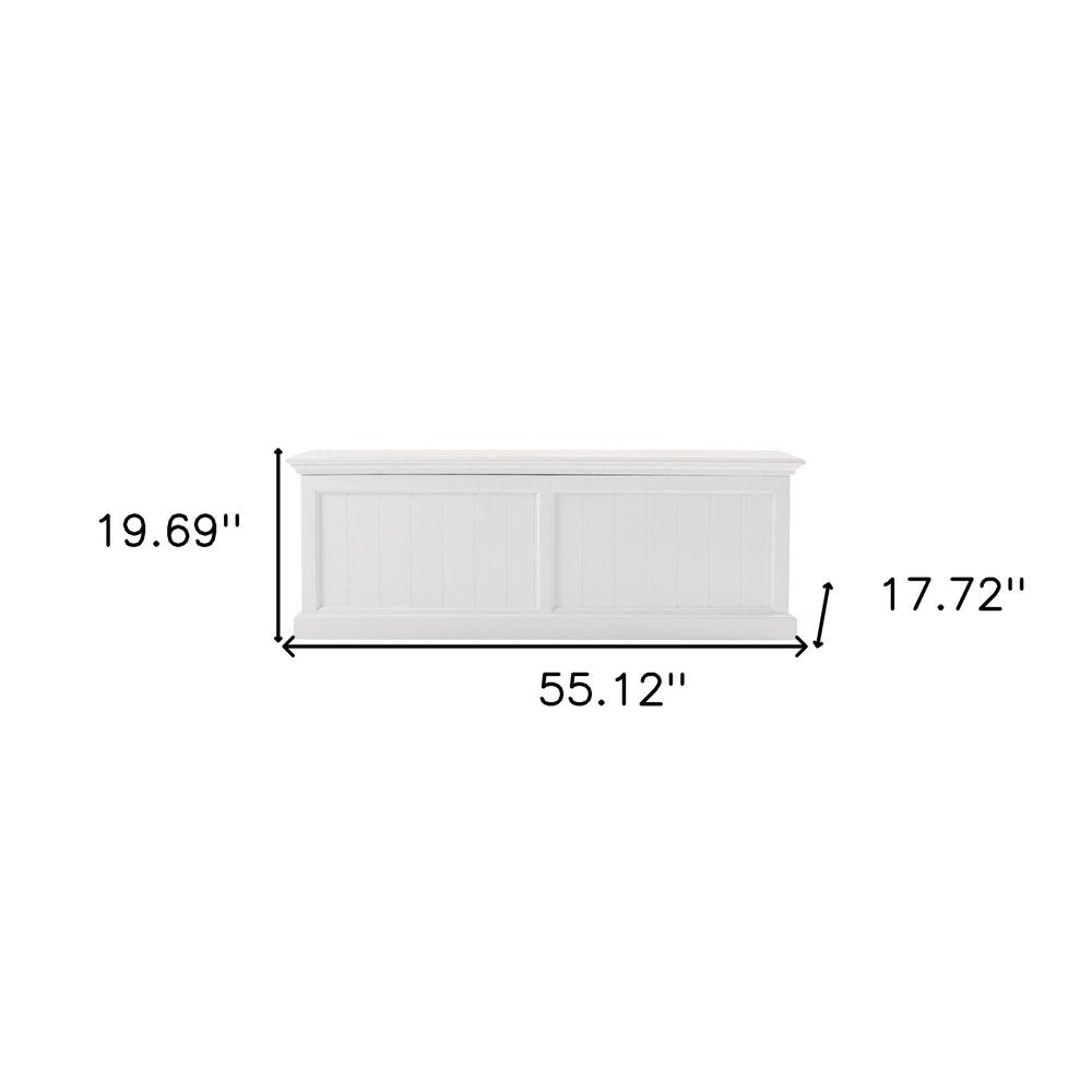 55" White Distressed Wood Storage Standard Bench With Flip Top — view 7