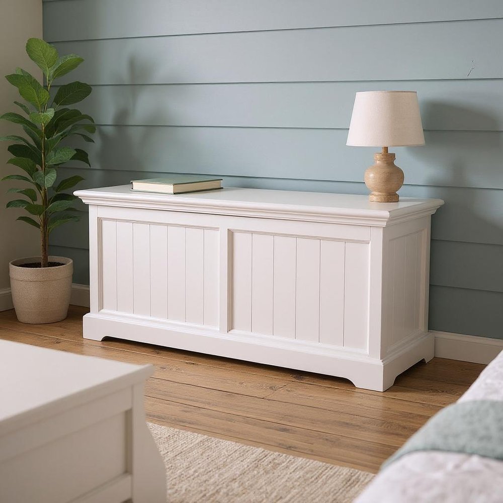 55" White Distressed Wood Storage Standard Bench With Flip Top