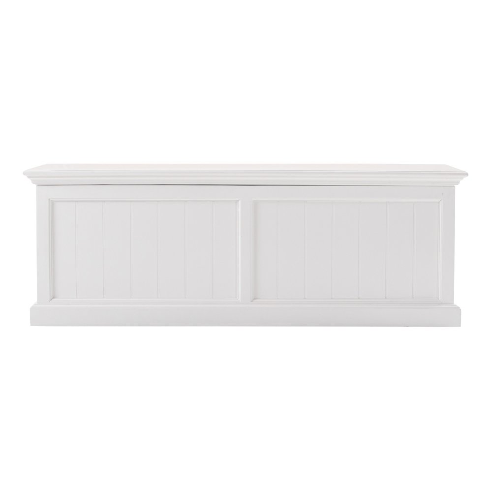 55" White Distressed Wood Storage Standard Bench With Flip Top