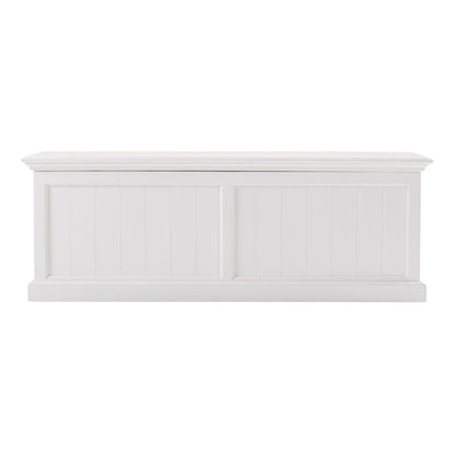 55" White Distressed Wood Storage Standard Bench With Flip Top