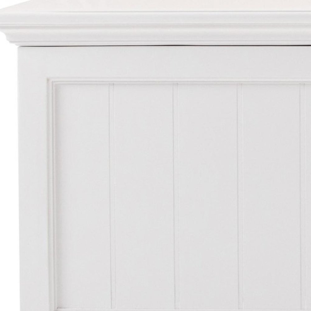55" White Distressed Wood Storage Standard Bench With Flip Top