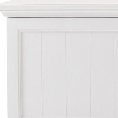 55" White Distressed Wood Storage Standard Bench With Flip Top