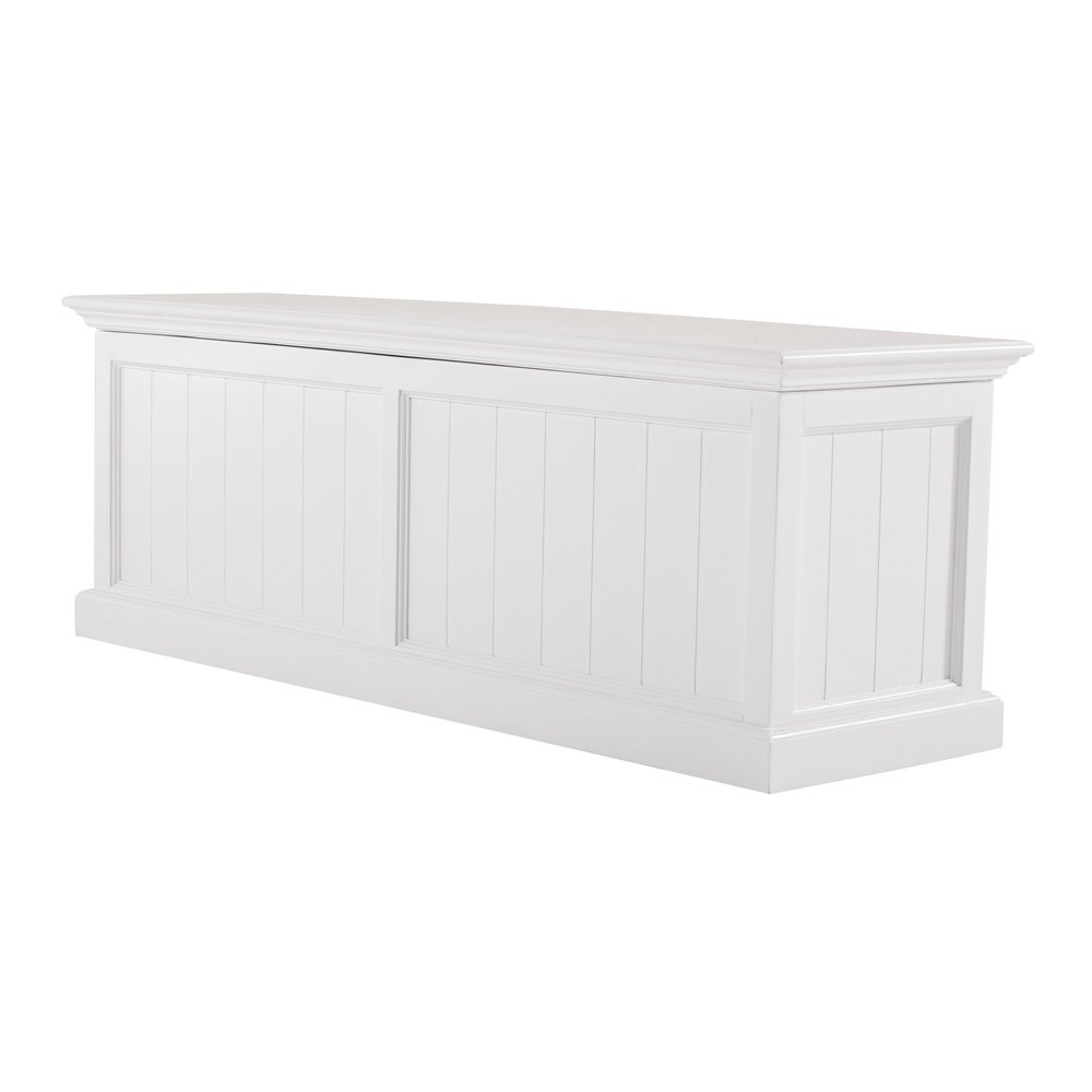 55" White Distressed Wood Storage Standard Bench With Flip Top