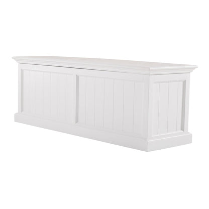 55" White Distressed Wood Storage Standard Bench With Flip Top