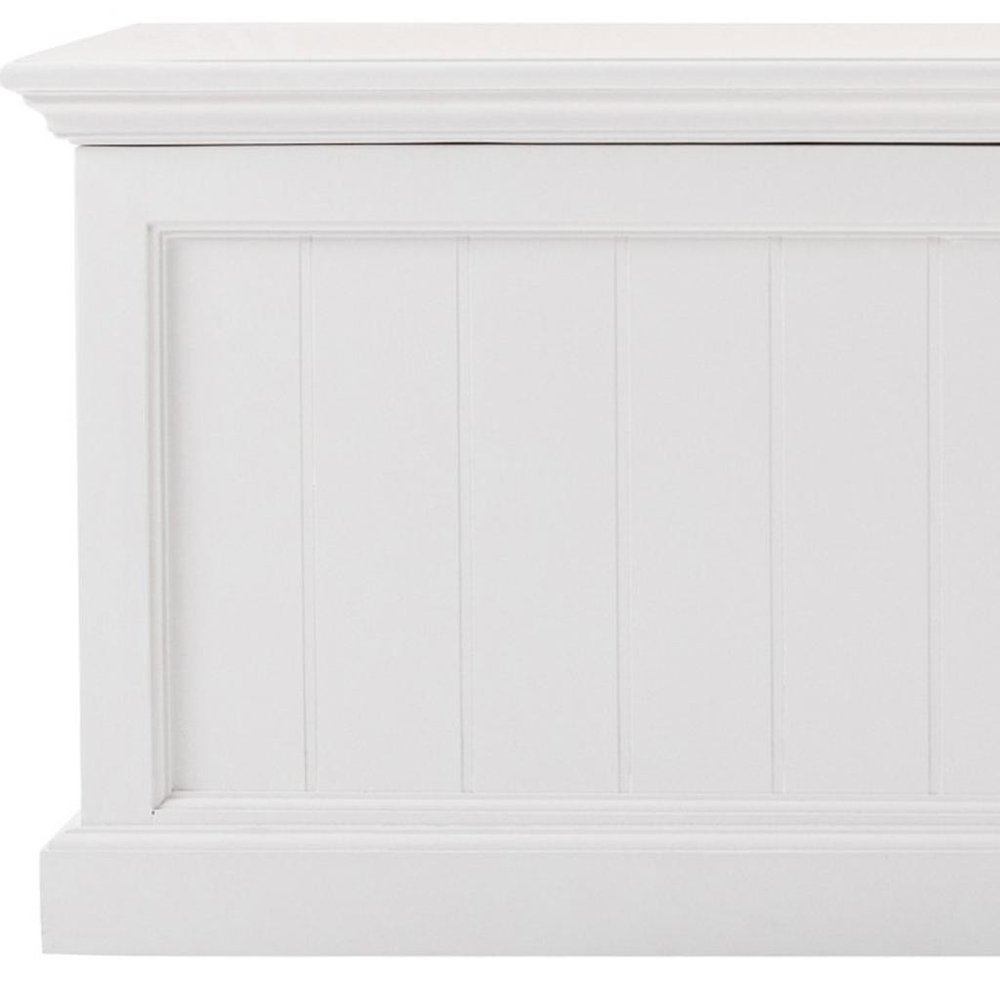 55" White Distressed Wood Storage Standard Bench With Flip Top