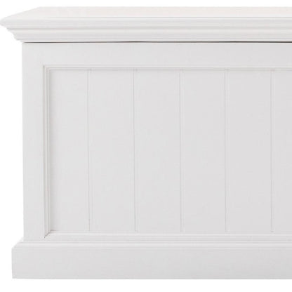 55" White Distressed Wood Storage Standard Bench With Flip Top