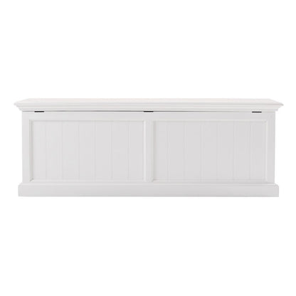 55" White Distressed Wood Storage Standard Bench With Flip Top