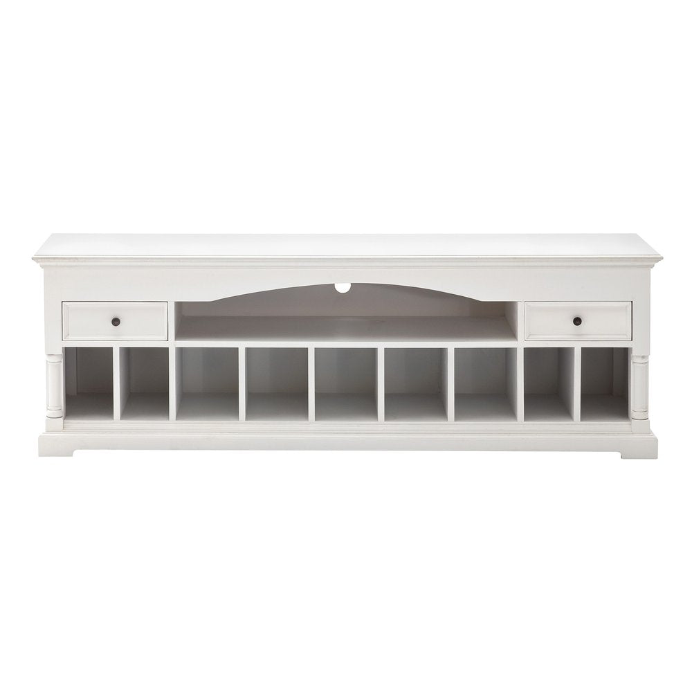 71" White Solid Console Table With Shelves And Drawers — view 2