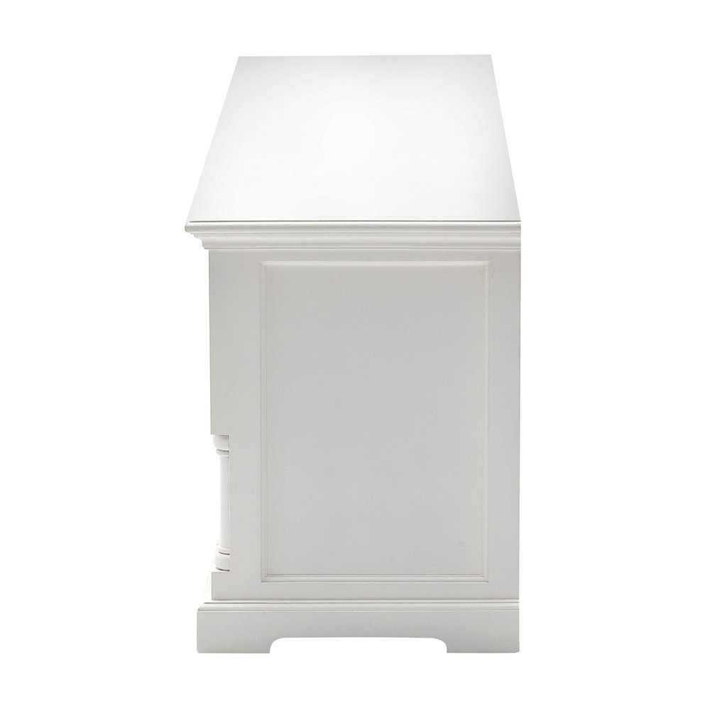 71" White Solid Console Table With Shelves And Drawers — view 12