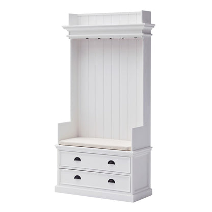 Classic White Entryway Coat Rack and Bench with Drawers HomeRoots