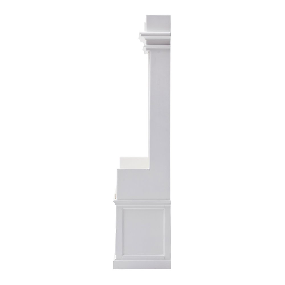 Classic White Entryway Coat Rack and Bench with Drawers — view 4